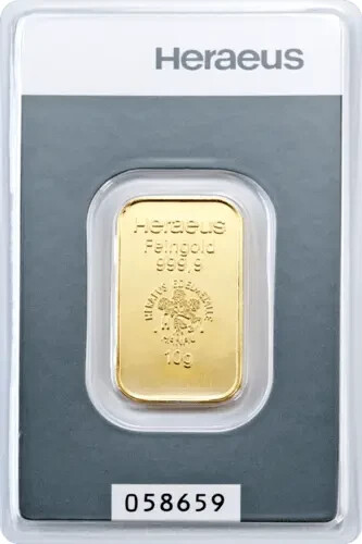 Lingotto oro heraeus - 10, grammi