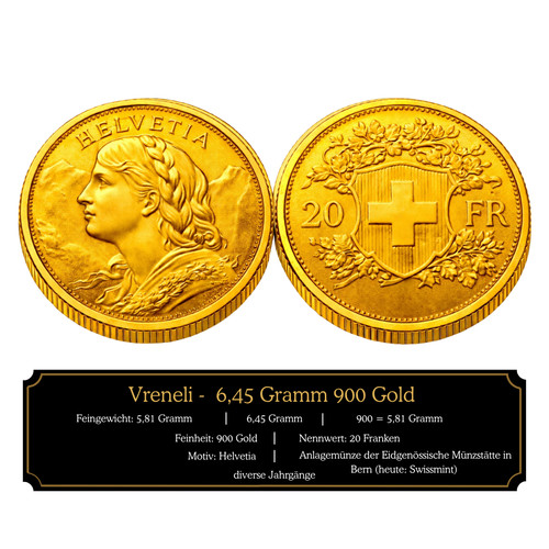 Svizzera franchi vreneli - svizzera, 20